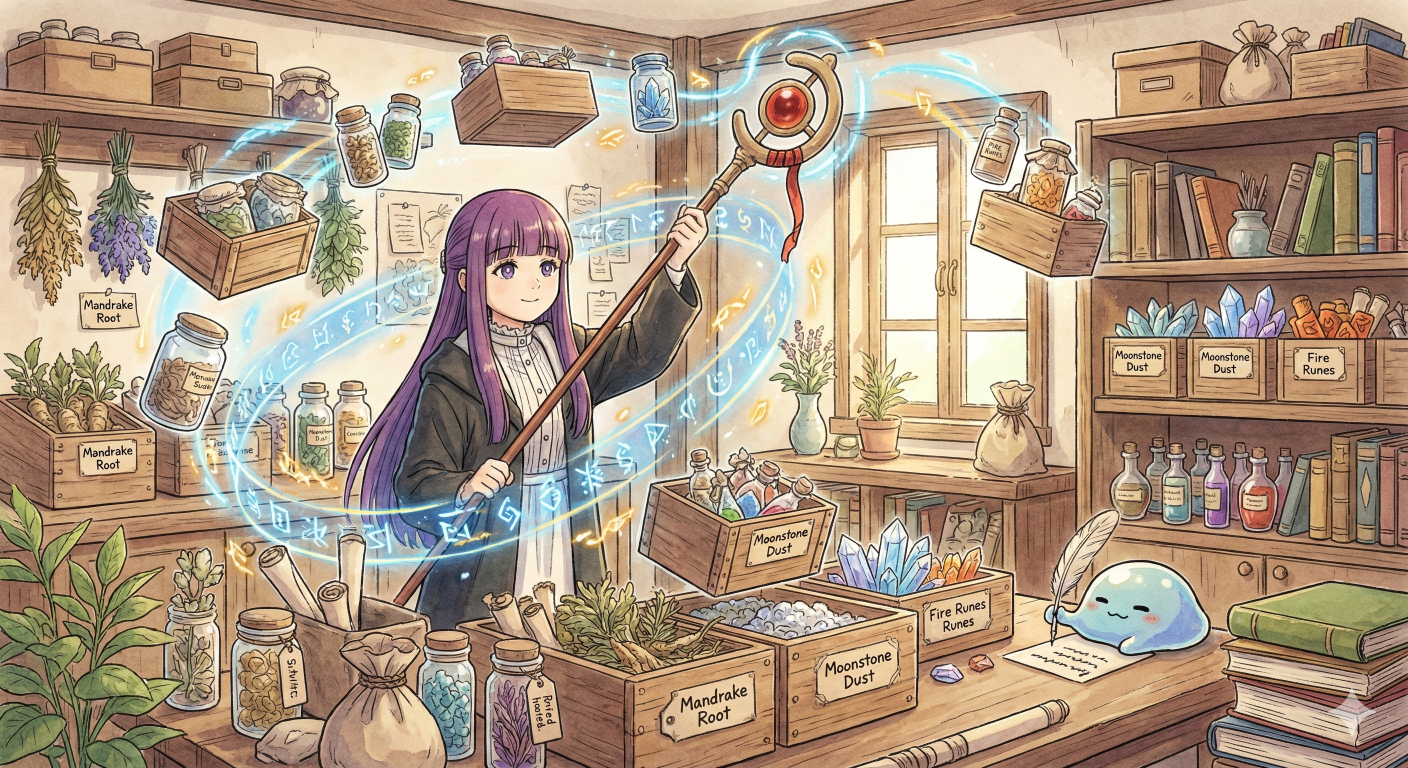 Manipulación de archivos - Fern organizando objetos mágicos en cajas