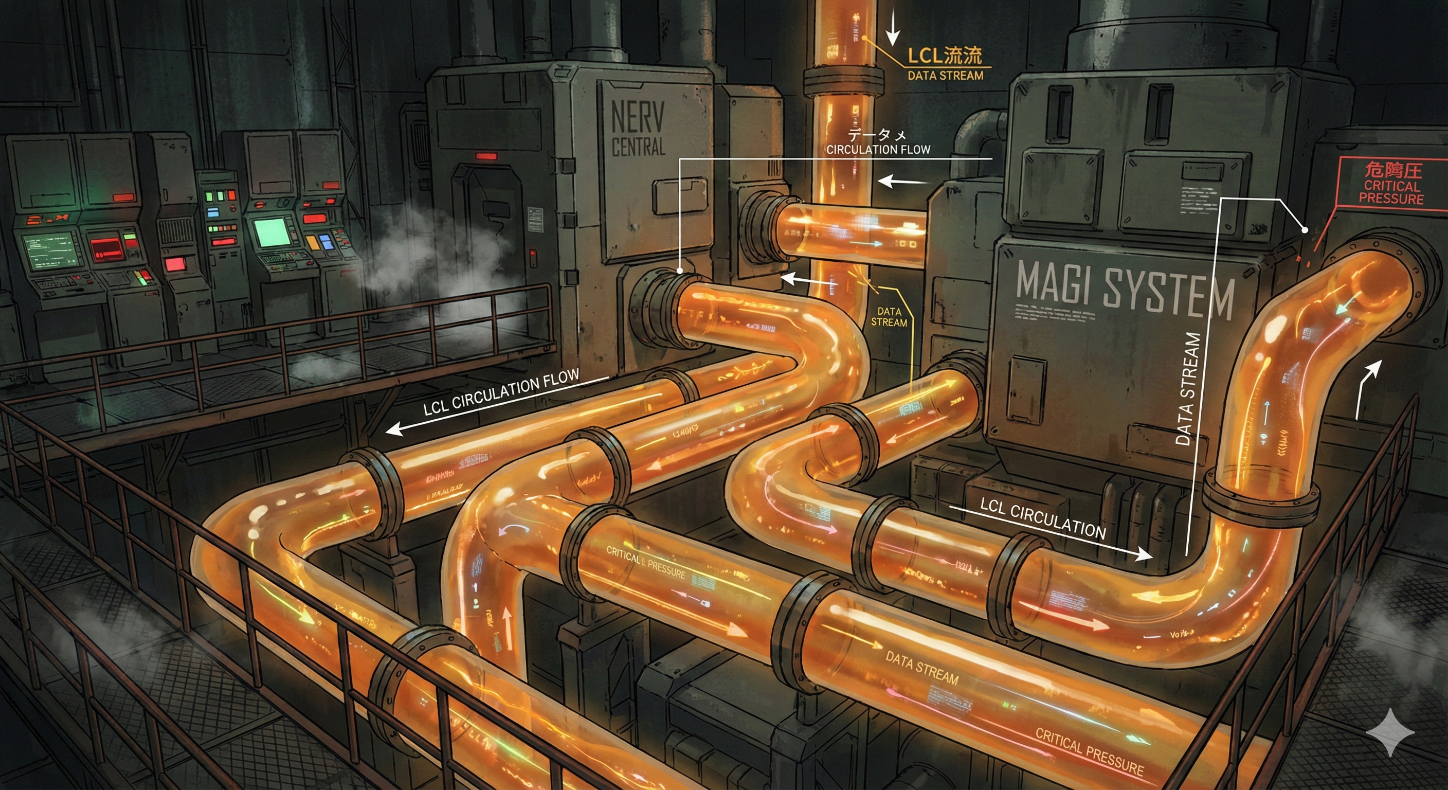 Pipes - Flujo de LCL en Evangelion conectando sistemas